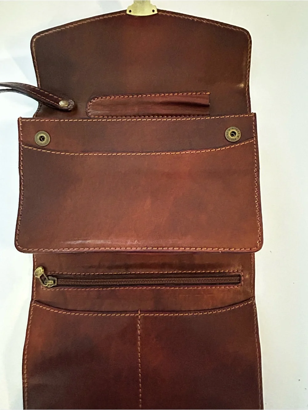 Vintage Men's Leather Wristlet Messenger Pouch - Brown